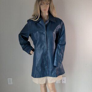 Jild Leather Coat Women's Size 2XL Green 3/4 Length Car Coat New NWT